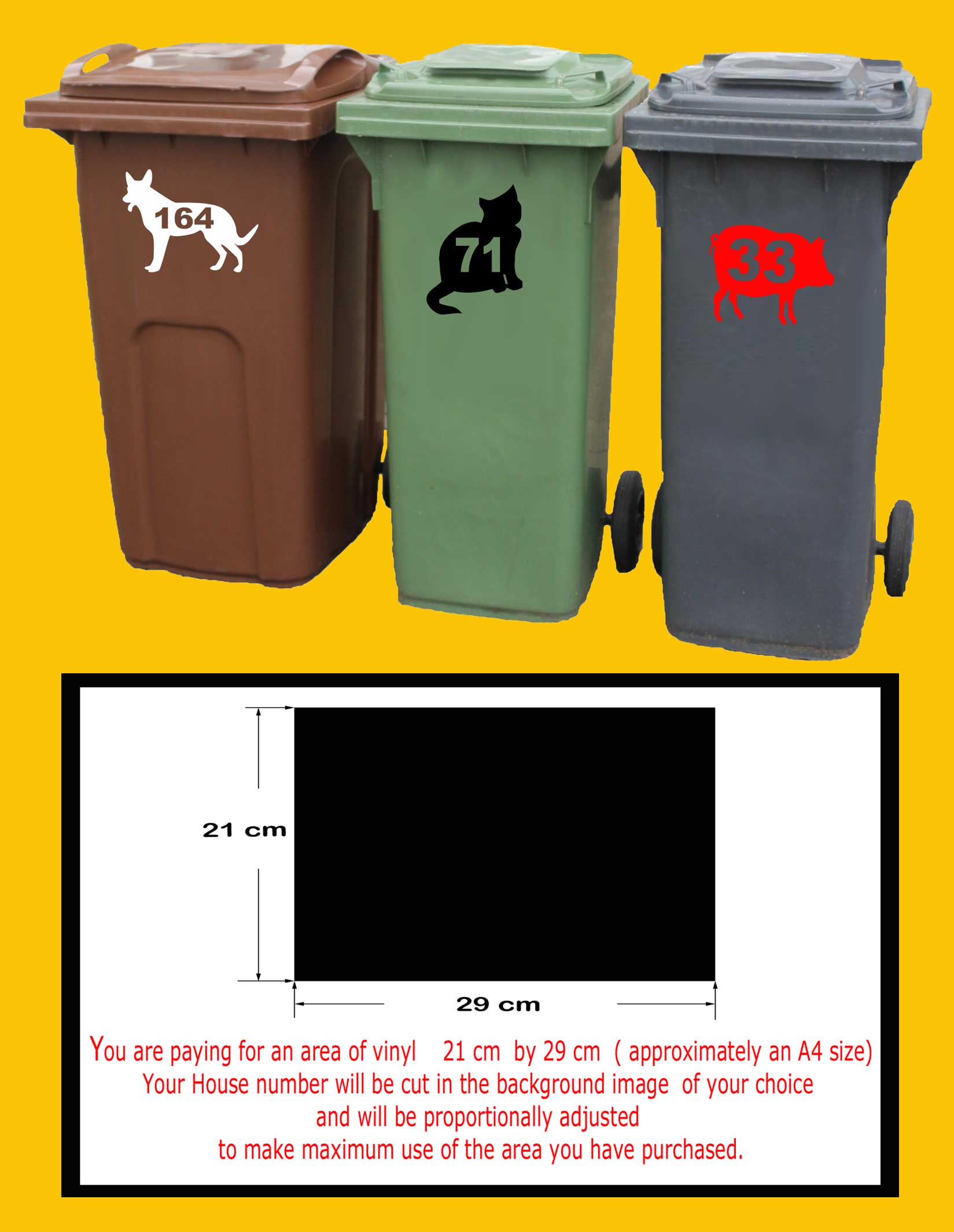 Personalised Wheelie Bin Vinyl Decal House Number Sticker Bin Decal